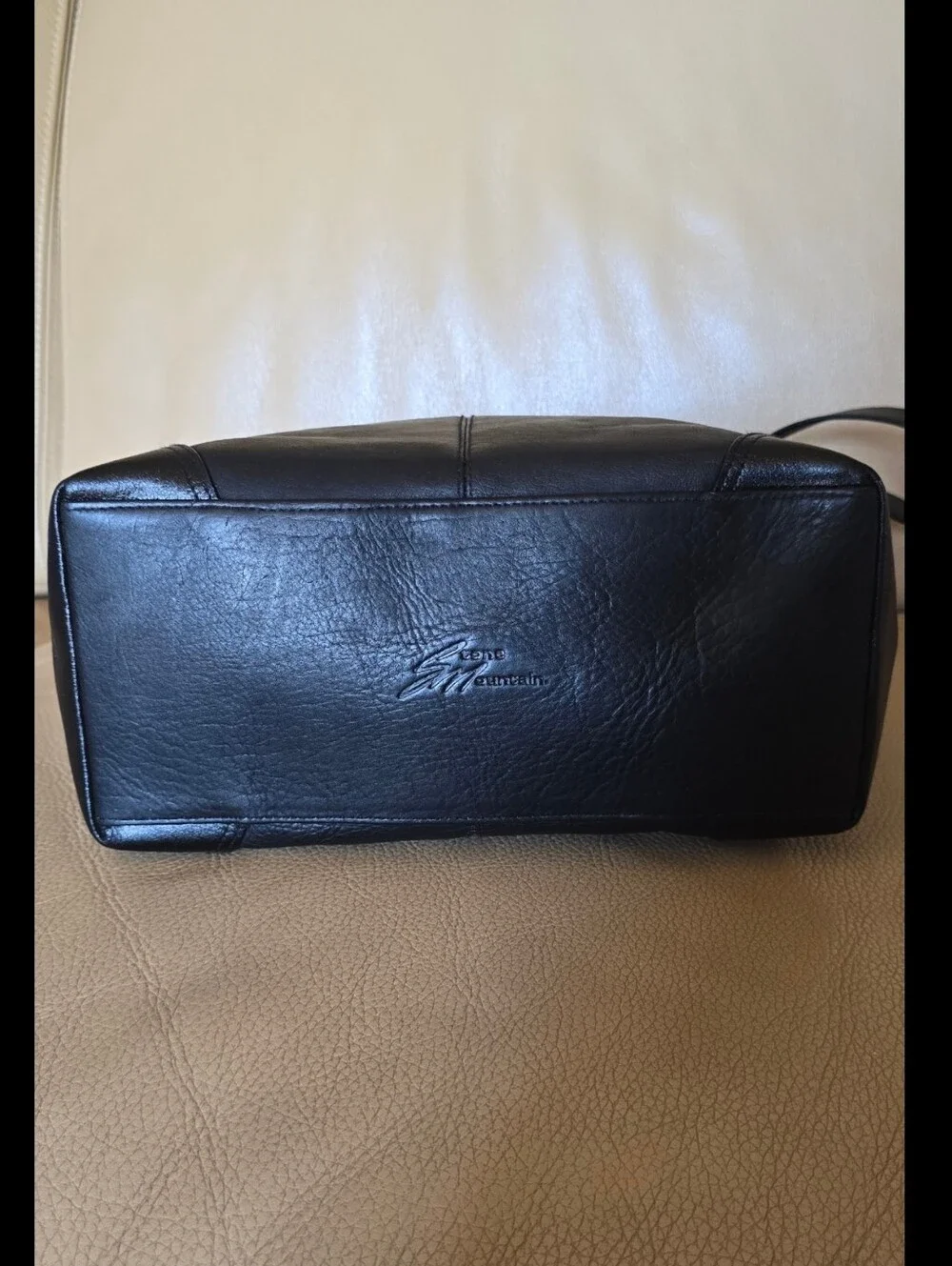 Stone Mountain Black Leather Shoulder Crossbody Hobo Bag Adjustable Strap
